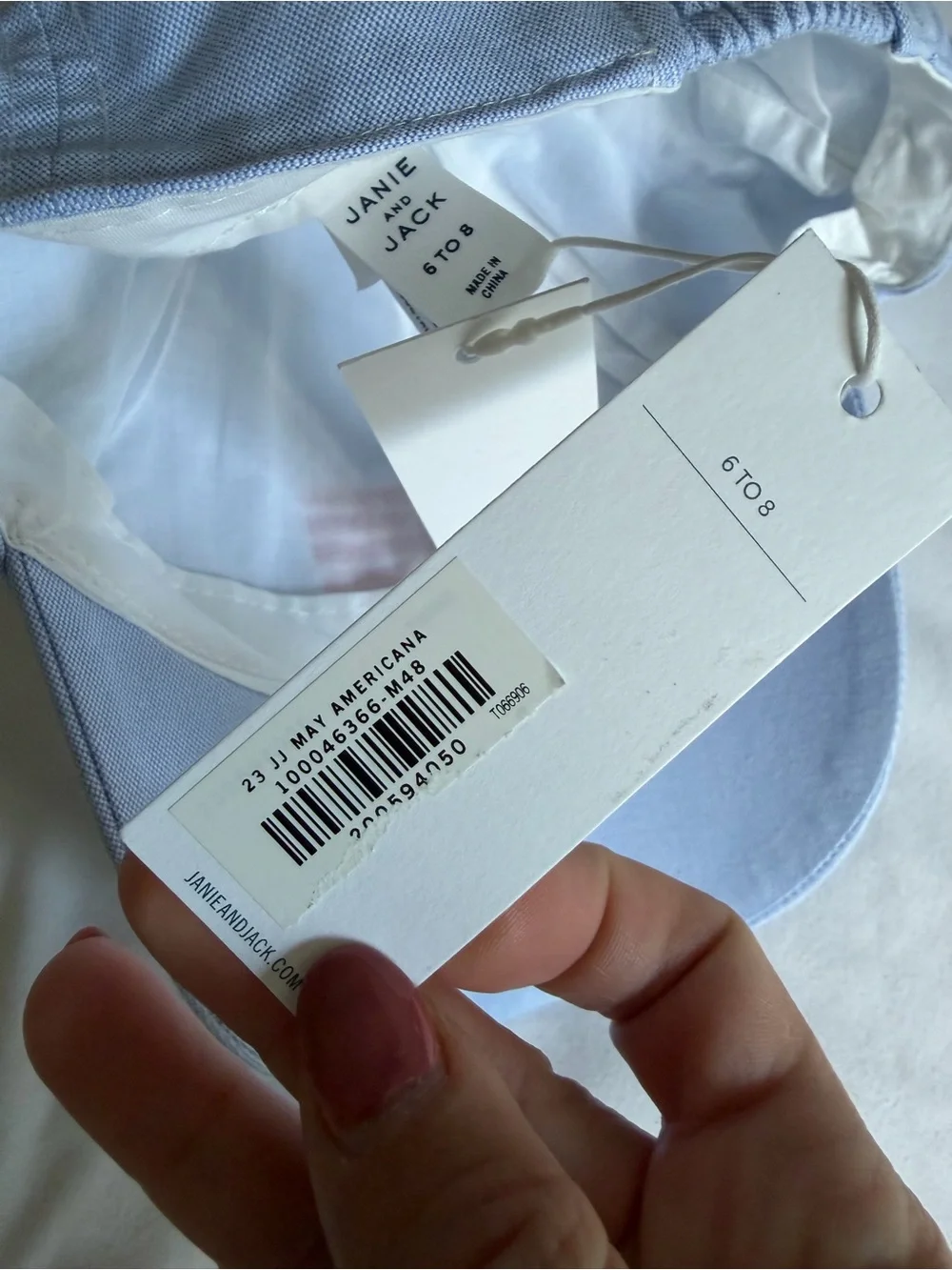 NWT Janie and Jack American Flag Embroidery Light Blue Oxford Baseball Cap